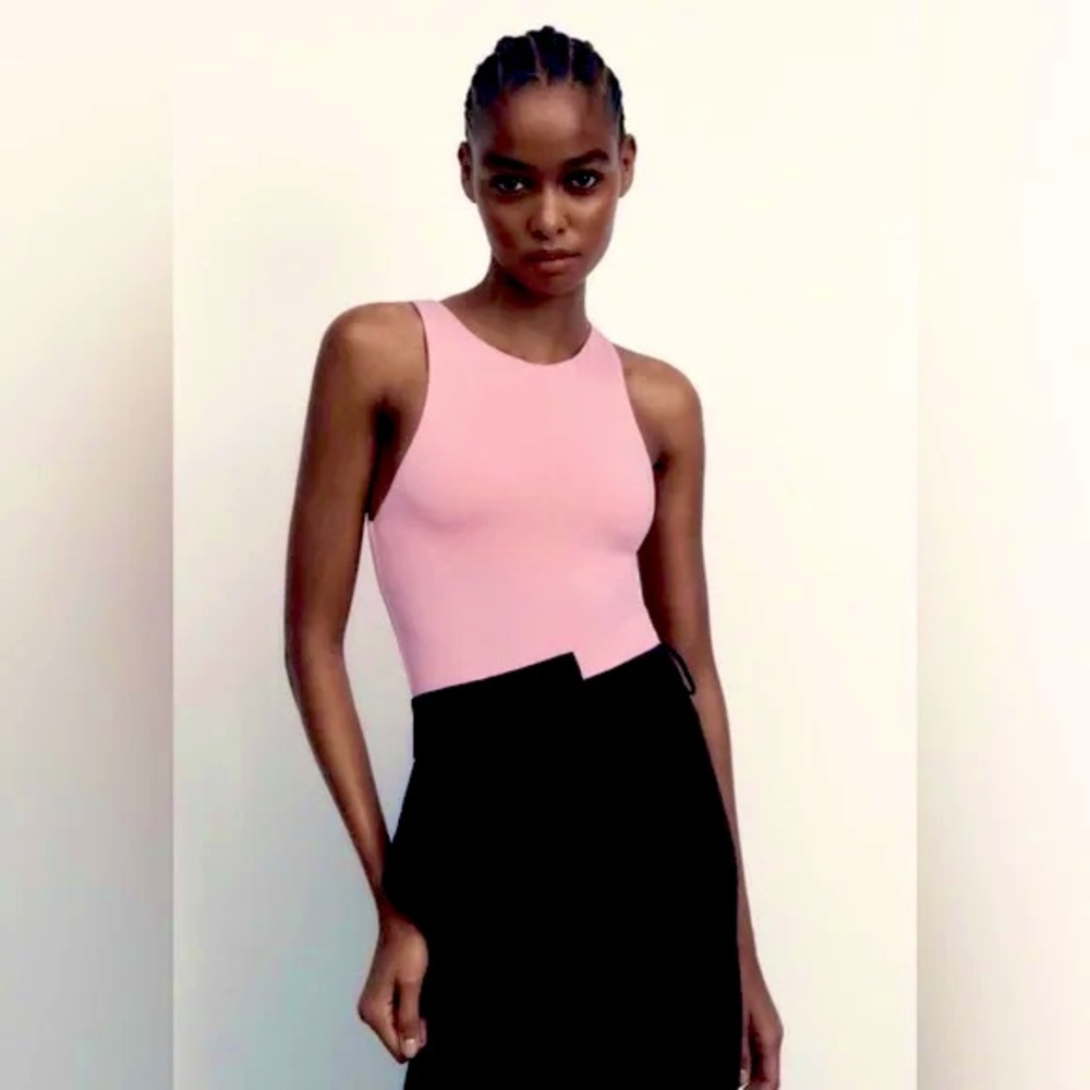 Zara BubbleGum Pink Bodysuit Size small